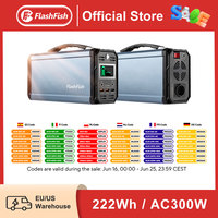FF Flashfish G300 300W Solar Generator 222Wh Portable Power Station 60000mAh Rechargeable Lithium Battery Bank for Solar Panel
