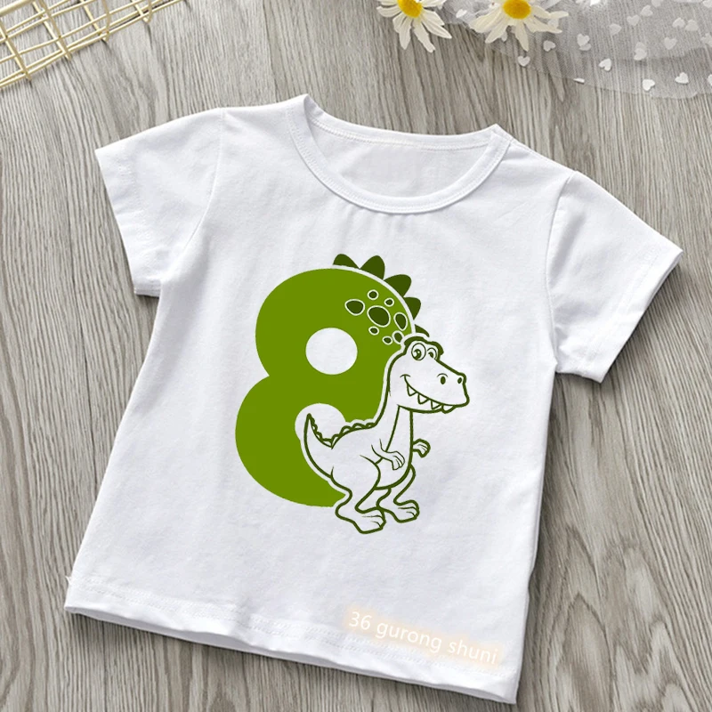 2022 Dinosaur Number 2-9 Years Old Classic T-Shirt Custom Name Summer Harajuku Kids tshirt Funny tshirt Cute Kids Clothes tops