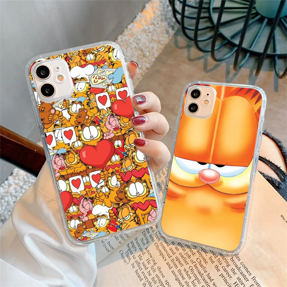 ZY1 Garfield Clear Case for iPhone 15 16 Pro XR SE 8 Plus 7 X XS Max