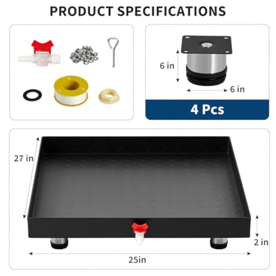 2 مللي متر الكربون الصلب التيار المتناوب استنزاف عموم مع ثقب الصرف لتطبيقات سخان المياه وغسالة 27x25 بوصة أسود محكم بالتنقيط صينية مع #2