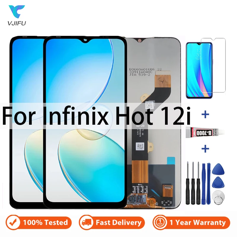 

For Infinix Hot 12i X665B X665 LCD Display Touch Screen Digitizer Assembly With Frame Or No Frame Version Replacement with Tools