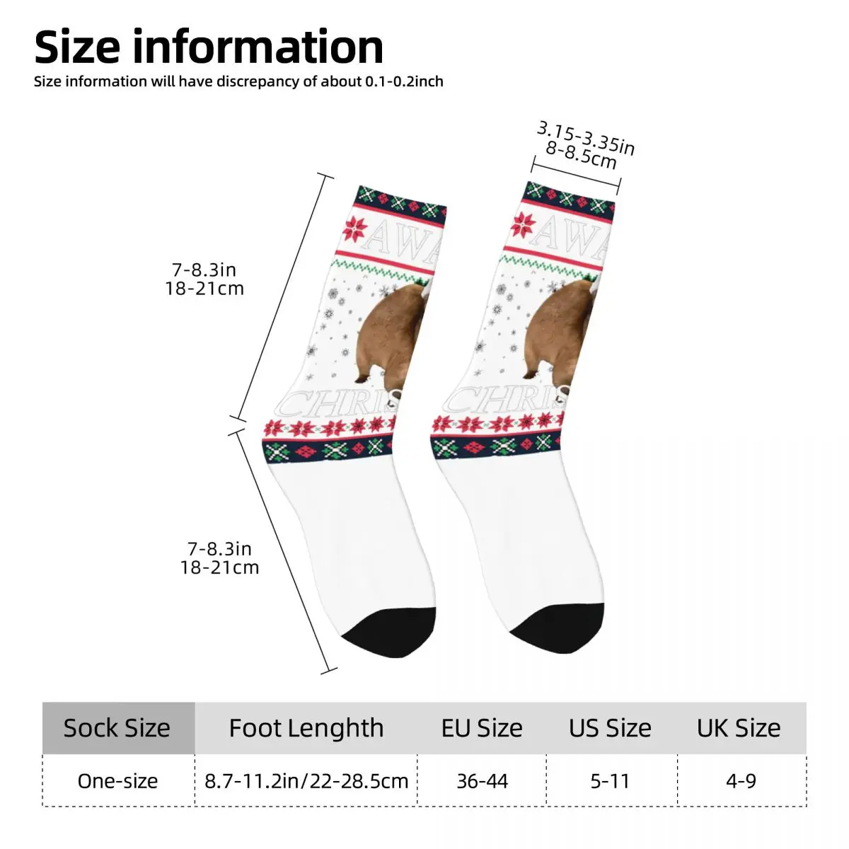 All Seasons Rock Hyrax Merry Christmas Ugly Style Socks Sport Middle Tube Sock Super Soft Stockings for Men Women Christmas Gift