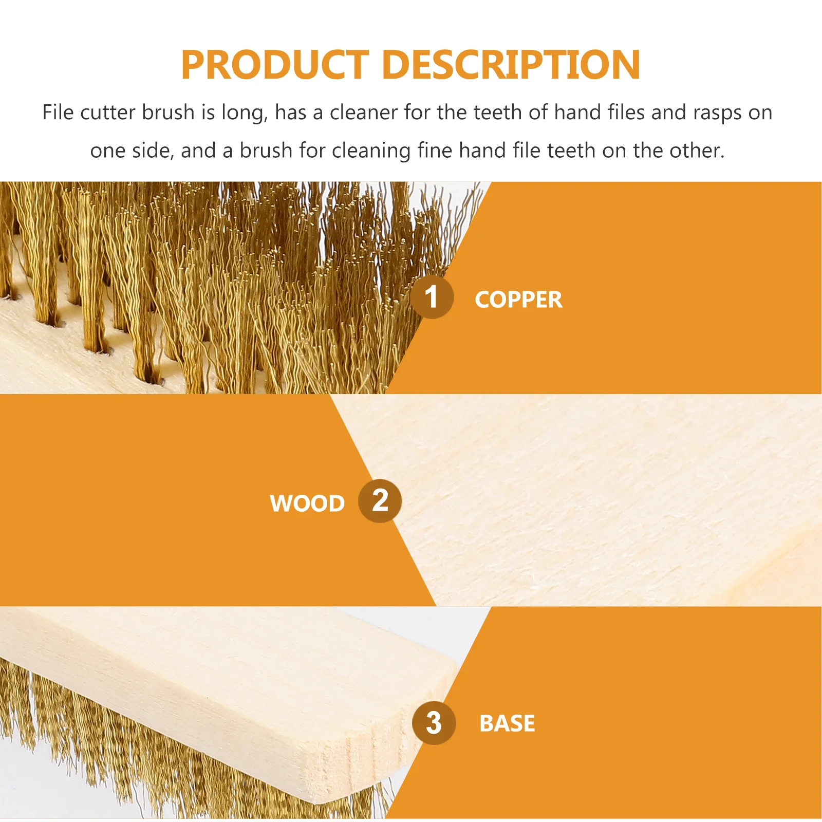 

4Pcs Copper Wire Brush File Cleaning Accessories Wooden Handle Rust Removal Brush Hand Tool File Cleaning Tool