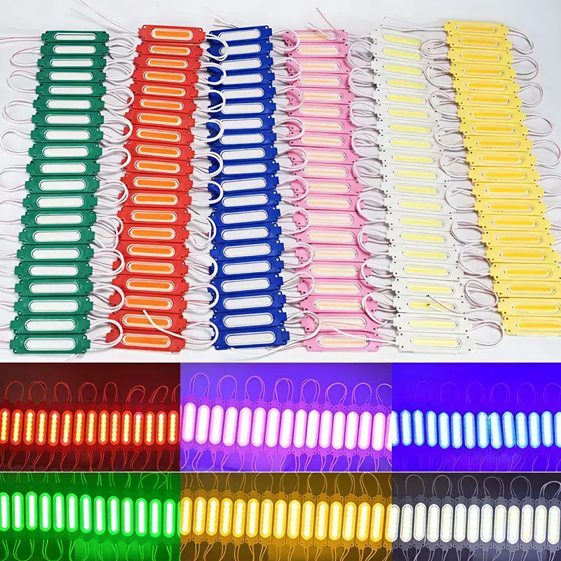 100Pcs DC 24V 2.4W IP67 Waterproof COB LED Injection Module 6LED R/G/B color LED light for Commercial Lighting Sign Making