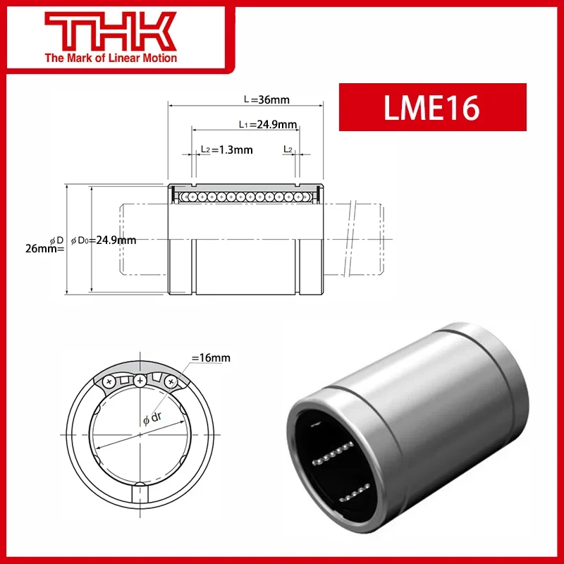 Original New THK linear bushing LME LME16 LME16UU linear bearing