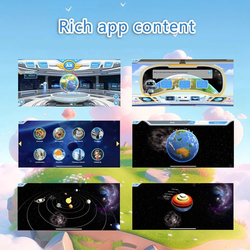 AR Globe For Kids Education Talking Interactive Globe Early Childhood Learning Built-In Constellation Light Globe