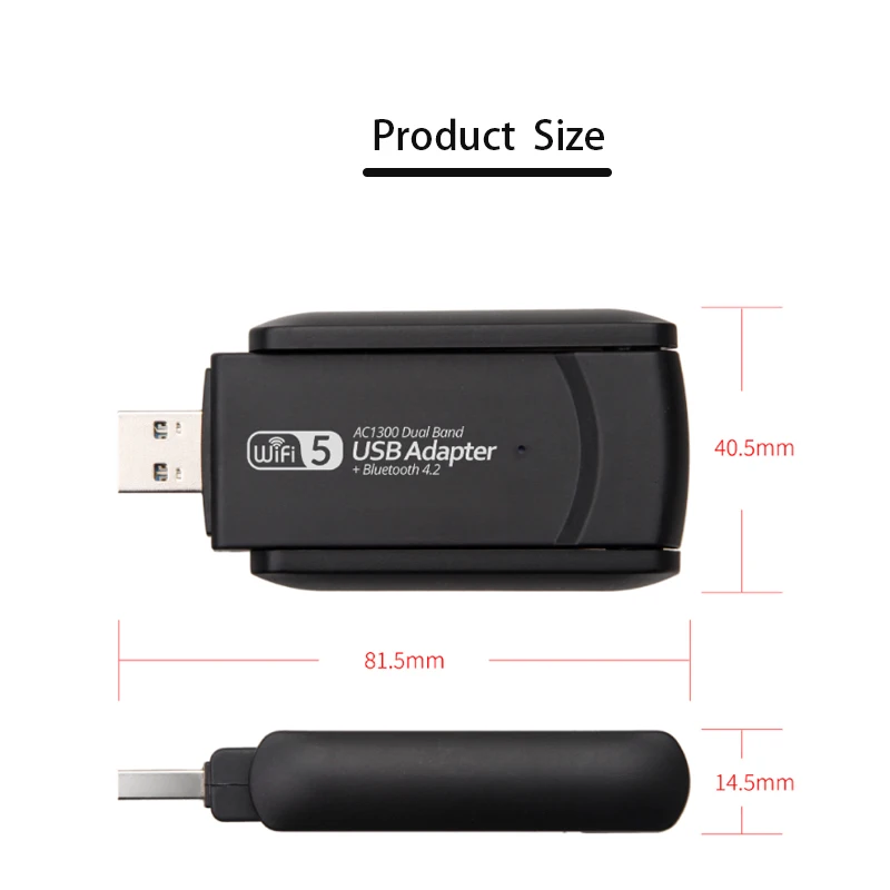 WIFI signal reception Game USB Card Lan Card Wireless USB Adapter 1300M Bluetooth WIFI wireless network card Dual band 2.4G 5.8G