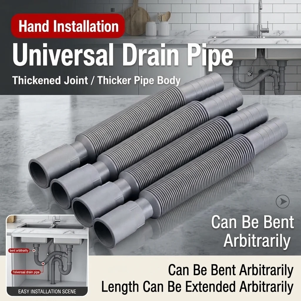 Plastic Corrugated Pipe for RV Sewage Basin Drainage Washbasin & Sink Plastic Hose - Durable Drainage Solution for RVs