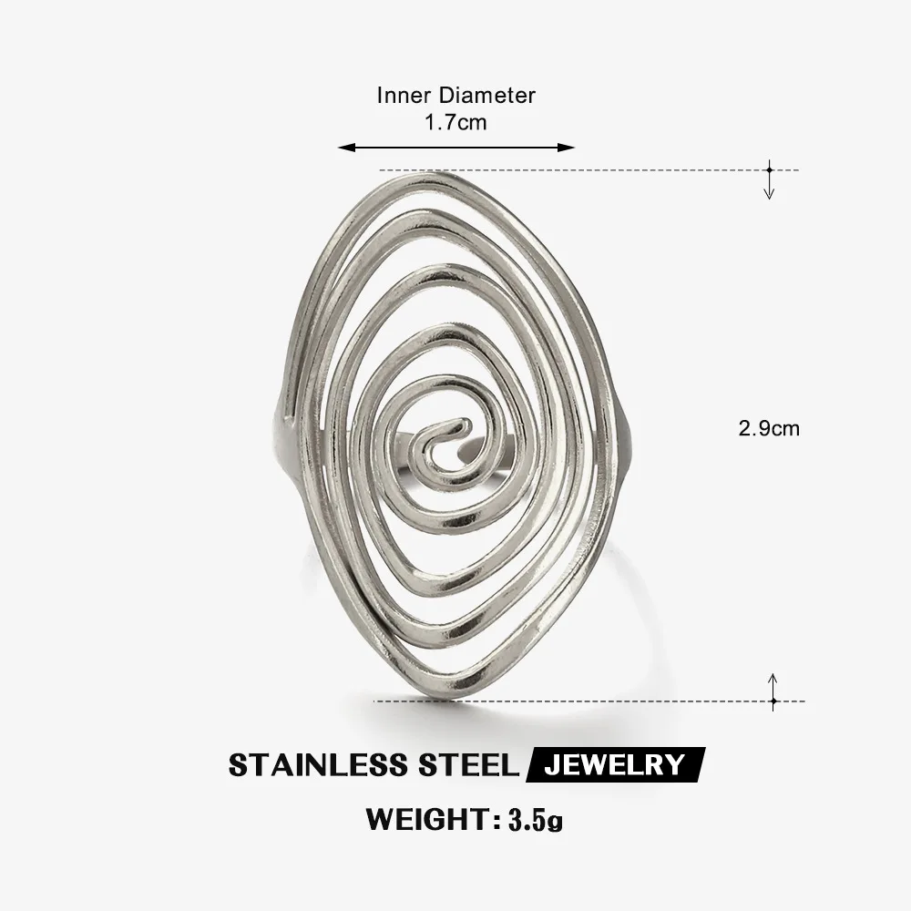 LATS – bague spirale créative en acier inoxydable pour femmes et hommes, anneaux tourbillo