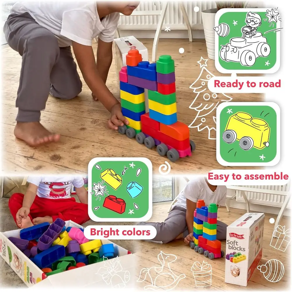 Toddler-Friendly Soft Building Blocks, 81-Piece STEM Set, Promotes Creativity & Motor Skills for Ages 1-3