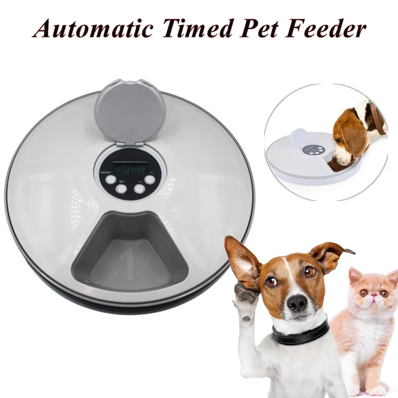 Round Timing Feeder Automatic Pet Feeder 6 Meals 6 Grids Cat Dog Electric Dry Food Dispenser 24 Hours Feed Pet Supplies 40% Off