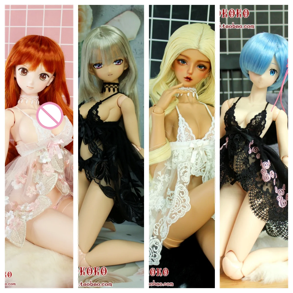 1/3 Halter Floral Embroidery Lace Nightgown Underwear Tassel Necklace Set 1/4 Doll Clothes Fit mdd.DD.AZ BJD Action Figure Model