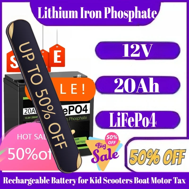 

12V 20Ah LiFePo4 Battery Lithium Iron Phosphate 12V LiFePo4 Rechargeable Battery for Kid Scooters Boat Motor Tax
