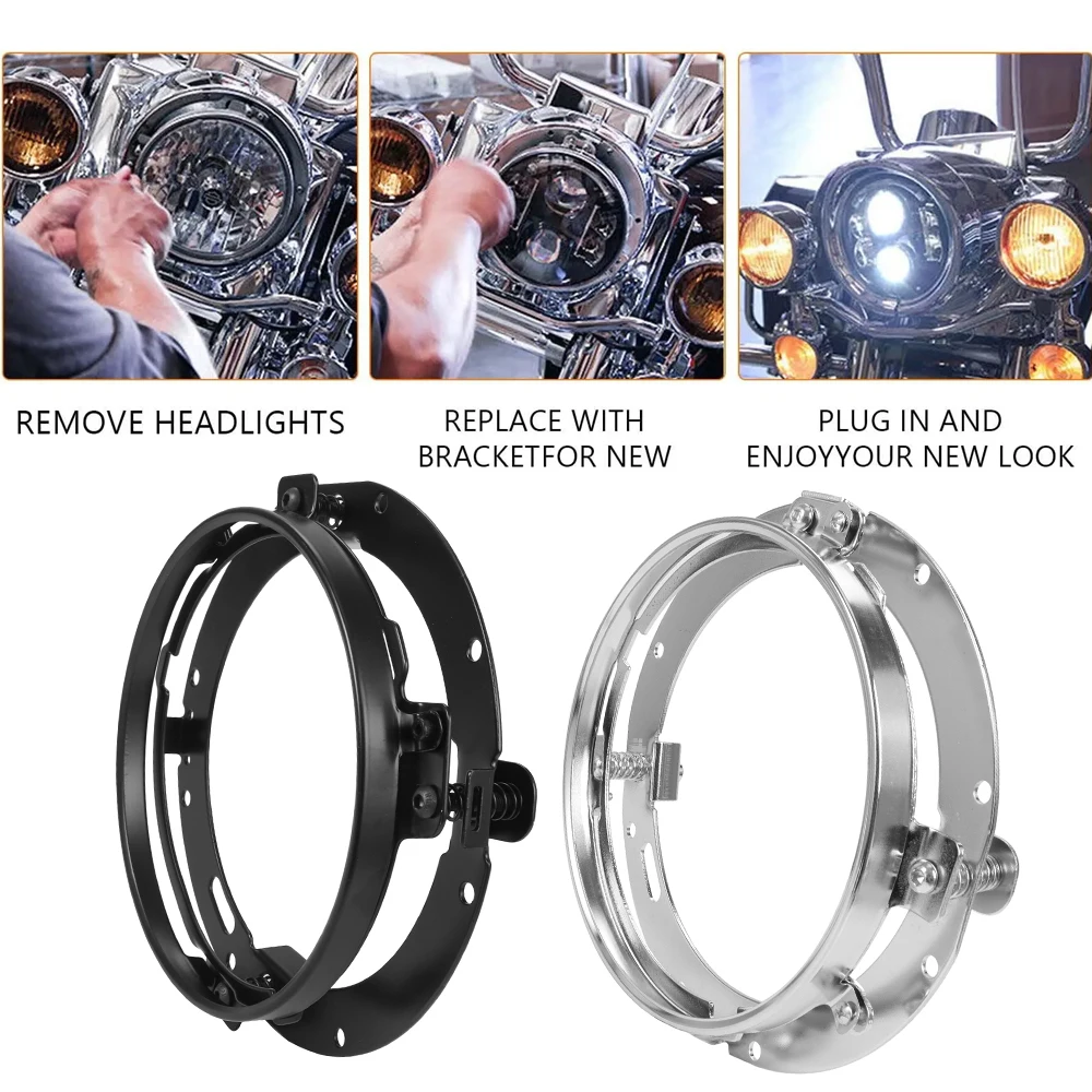 

7inch Motorcycle LED Headlight Mounting Bracket Round Ring Headlamp Mount Lamp Holder Brackets For Harley Jeep Wrangler