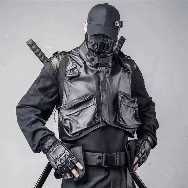 

Многофункциональный тактический жилет для мужчин в стиле Y2K Techwear, безрукавка для активного отдыха, уличный стиль, жилет-безрукавка