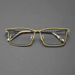 Niche retro square splicing multi-color titanium glasses frame luxury brand personality literary fashion prescription myopia gla