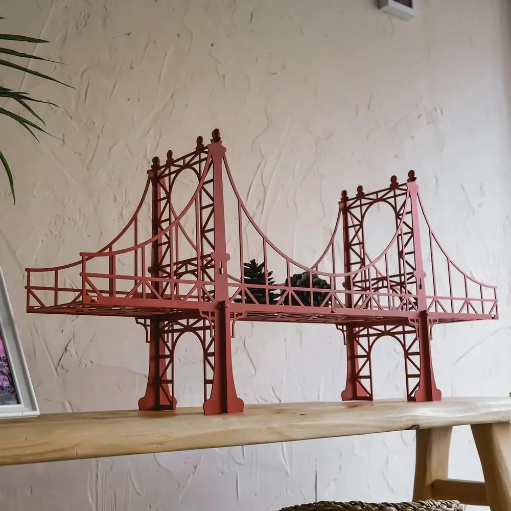 رف عائم معدني أحمر - رف حديد مزخرف للكتب والنباتات وديكور المنزل - شاشة عرض مثبتة على الحائط أو الطاولة #1