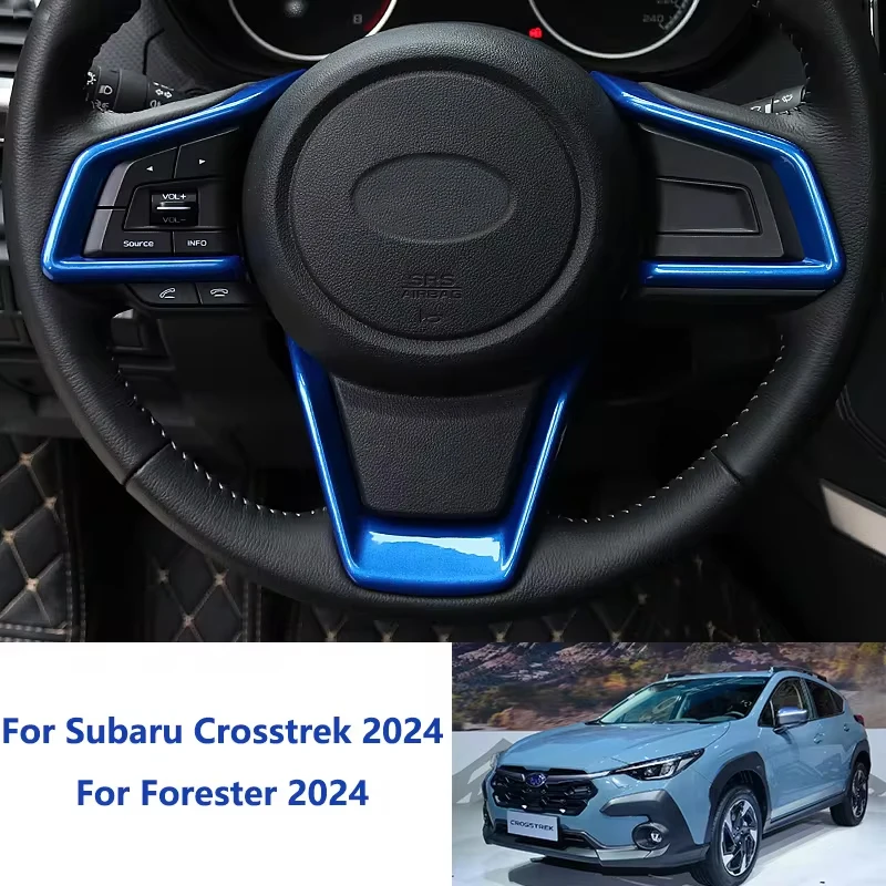 Steering Wheel Button Cover For Subaru Outback XV Crosstrek Forester Impreza 2024 Carbon Fiber Style Cover Trim Accessories