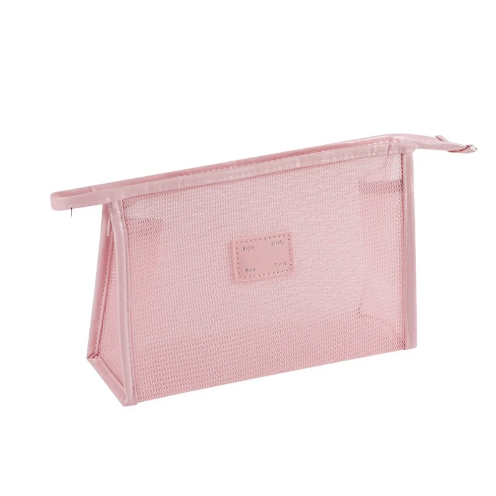 Portable Mesh Handheld Makeup Bag Square Zipper Storage Toiletry Bag Lightweight Large Capacity Transparent Mesh Cosmetic Bag