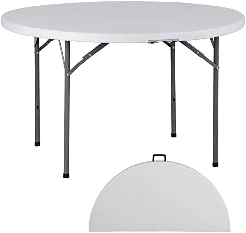 Folding Table, Indoor Outdoor Portable Plastic Dining Card Table Utility Table for Camping Dining Event Party, White