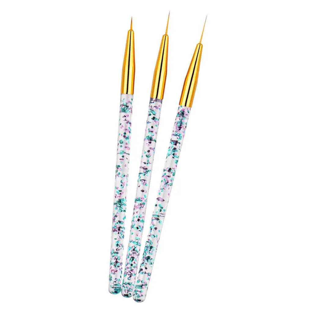 3Pcs Nail Art Design Brush for Thin Lines Fine Drawing Striping Tiny Details