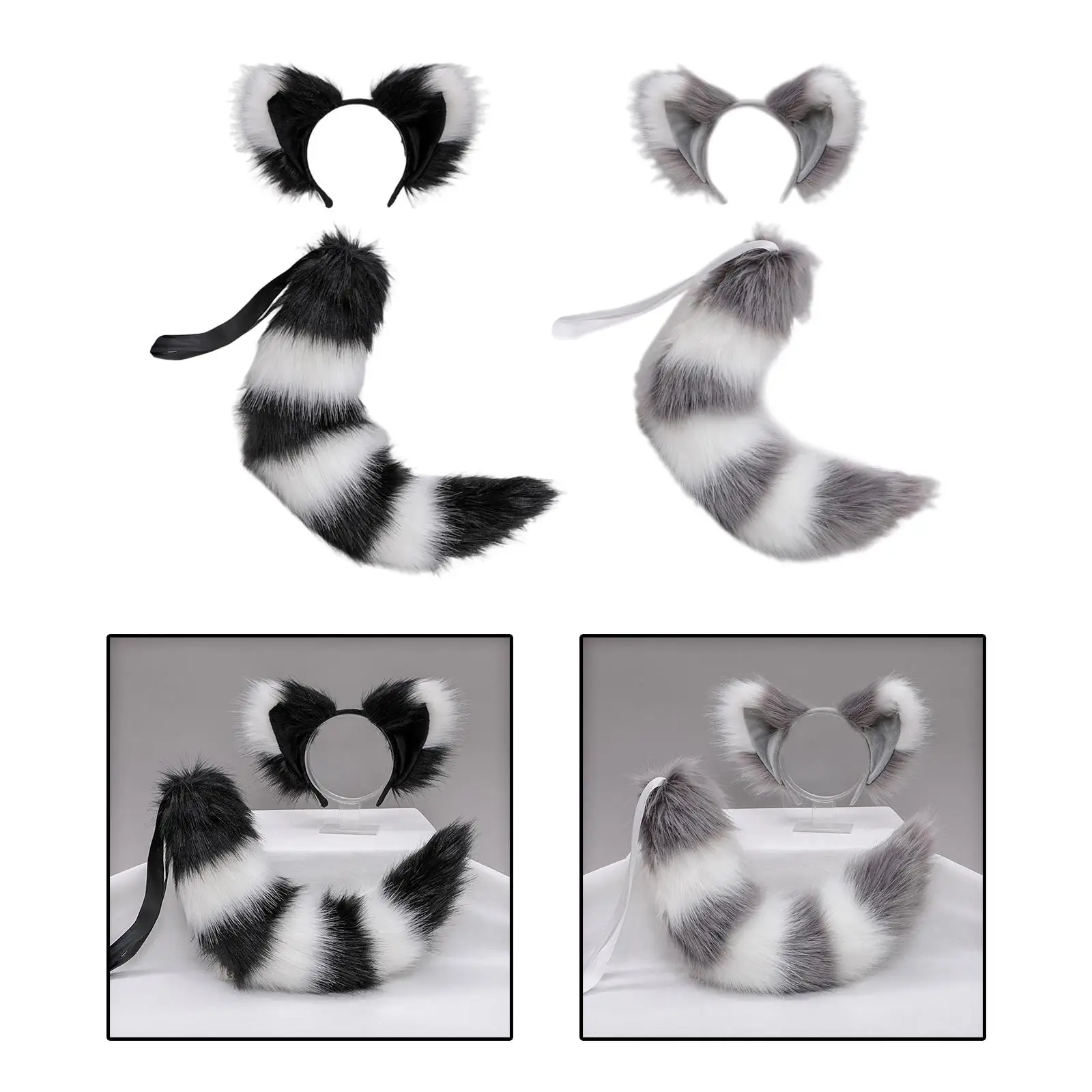 Cats Ears Tail Cosplay Fancy Dress Hair Accessories for Party Performance