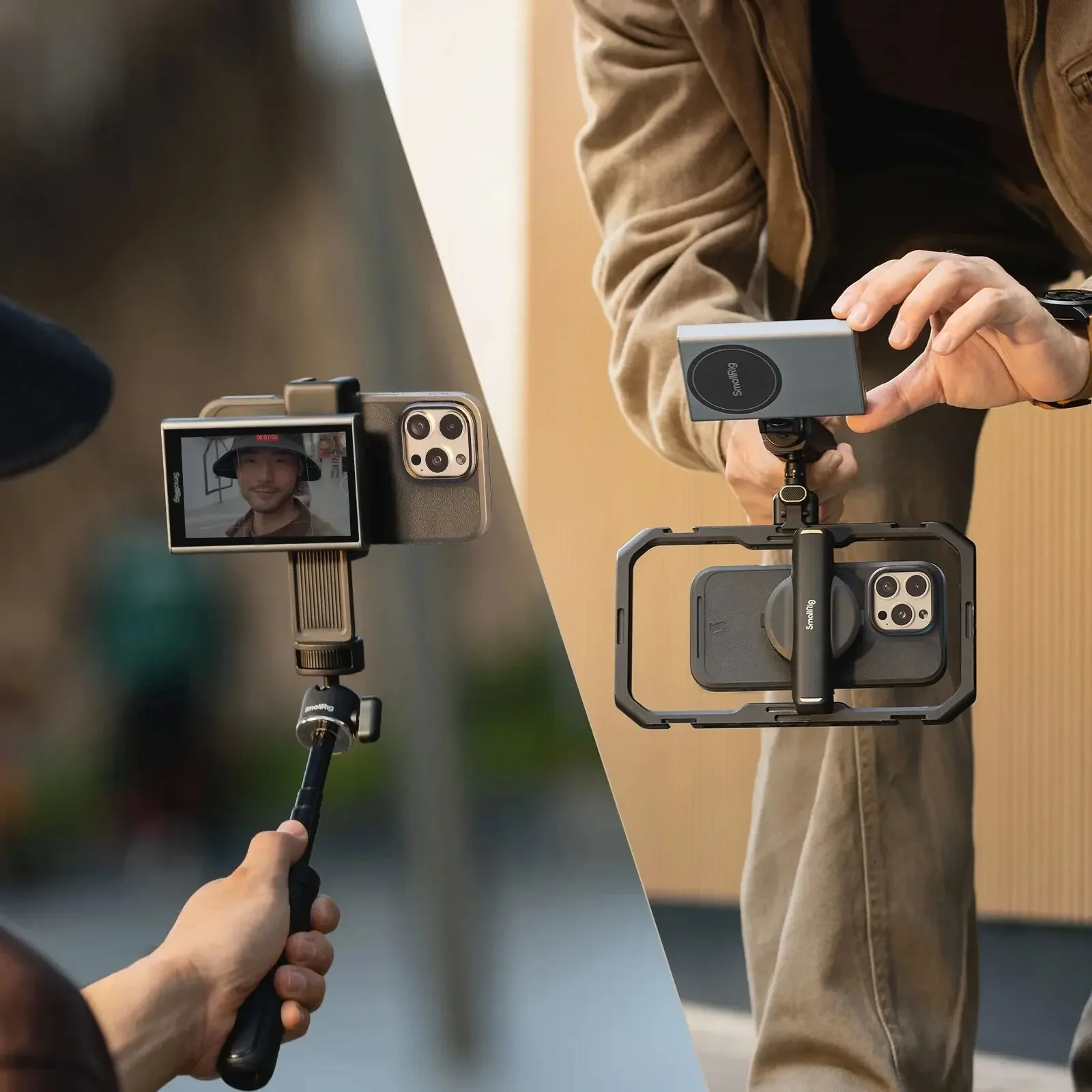 SmallRig teléfono magnético Selfie Vlog Monitor de vídeo soporte 4K30pfs para IPhone 13 14 15 16 Series Samsung S24 S25 Xiaomi Honor