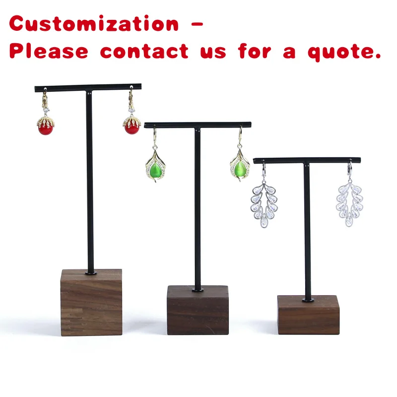

на заказ. Заводская поставка в форме серьги, подвесная стойка для выставки товаров, основа для дисплея из орехового дерева