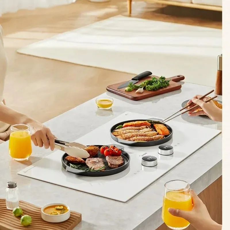 Midea-بوتاجاز ذكي يعمل بالحث مع تحكم باللمس ، مواقد مدمجة ، موقد بسطح المنضدة ، بوتاكر مزدوج ، حث V ،