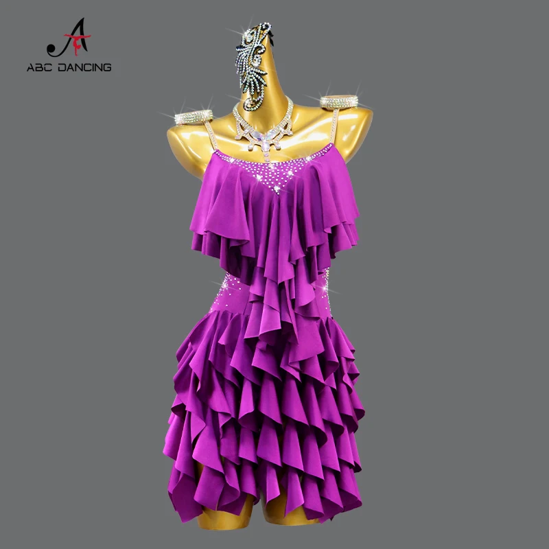 

Women's Latin Dance Dress Girls Sexy Skirt Stage Dancewear Prom Party Costume Urban Line Competition Practice Clothes Customized