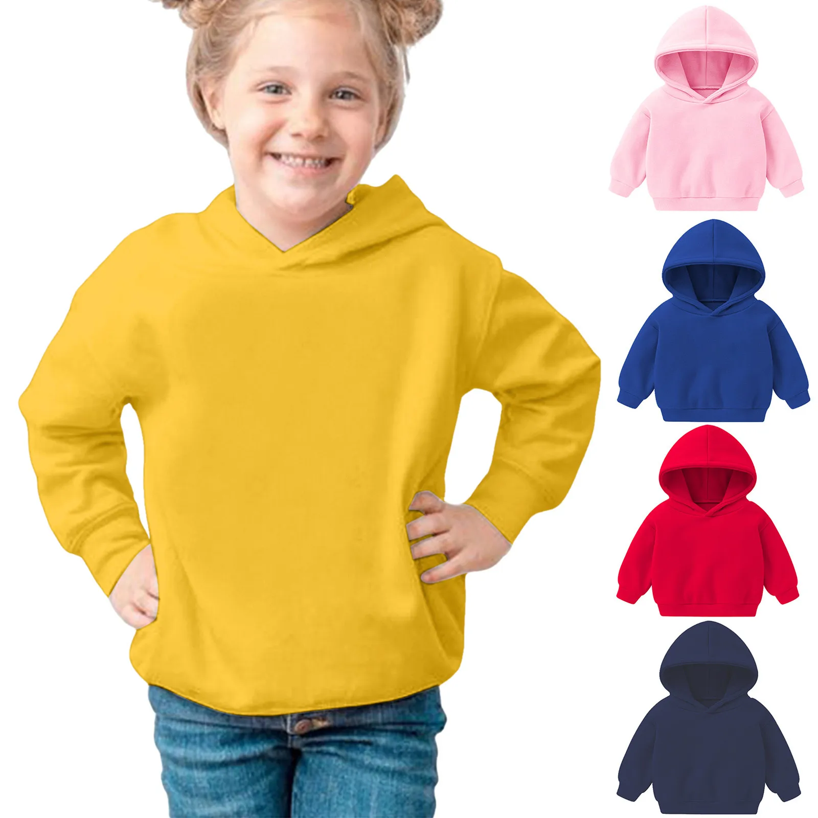 Fashion Kids Boy Girl Hoodies 2024 Spring Autumn Casual Hoodies Sweatshirt Children Solid Color Hoodies Sweatshirt Tops