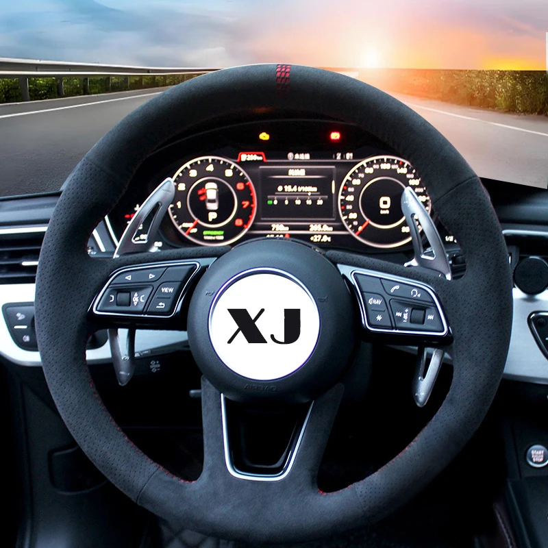 Car Braiding Alcan tara Steering Wheel Cover For Audi A1 (8X) Sportback A3 (8V) A4 (B9) Avant A5 (F5) Q2 DIY Auto Car-styling