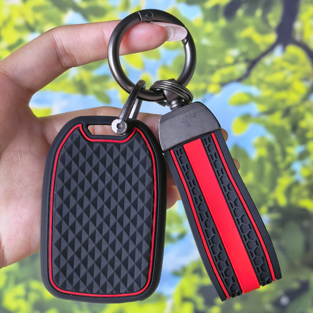 Sport Diamond Surface Key Fob Cover With Keychain For GMC Terrain Yukon Acadia Canyon Chevrolet Suburban Tahoe Smart Shell