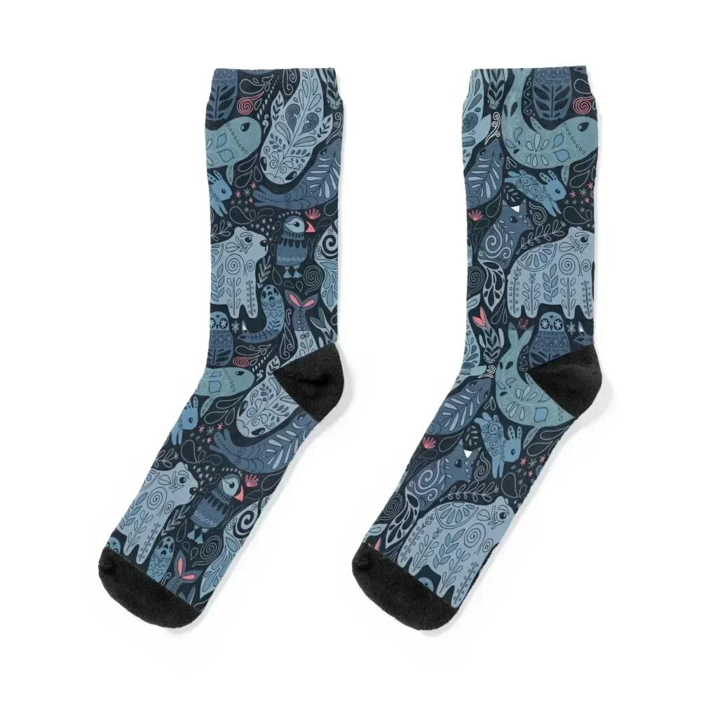 

Arctic animals. Narwhal, polar bear, whale, puffin, owl, fox, bunny, seal. Socks short cartoon Men's Socks Women's