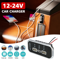 12/24V PD Car Charger Socket Dual USB Charger Outlet Panel Adapter for Motorcycle Auto Truck Boat RV Bus Power Adapter Outlet