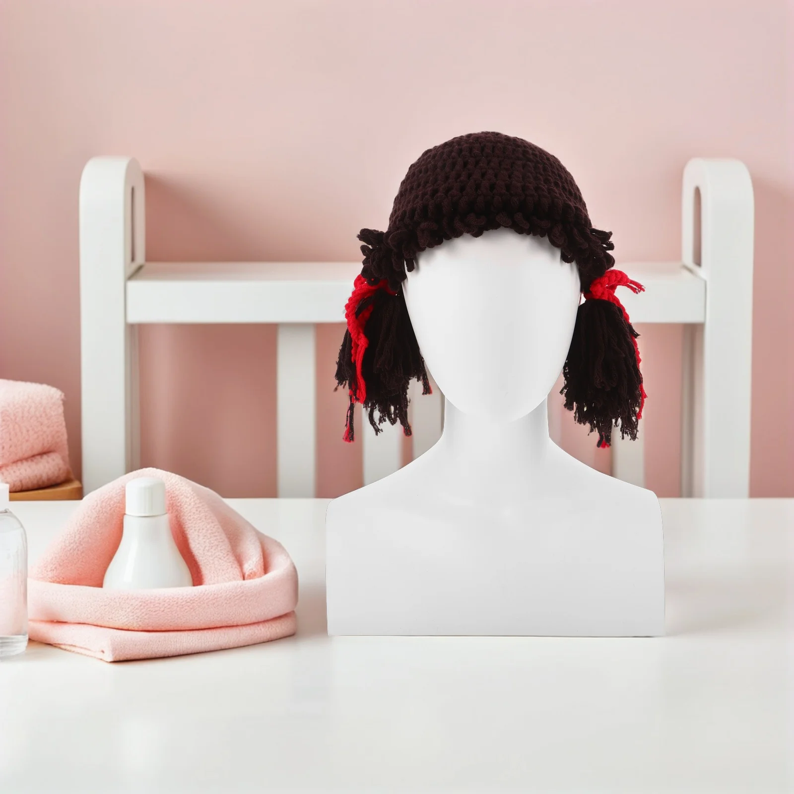 طفل متماسكة قبعة الرضع ضفيرة كرنفال الشتاء أغطية الرأس لينة الغزل الضفائر زي قبعة صور الدعائم لحديثي الولادة بنين بنات