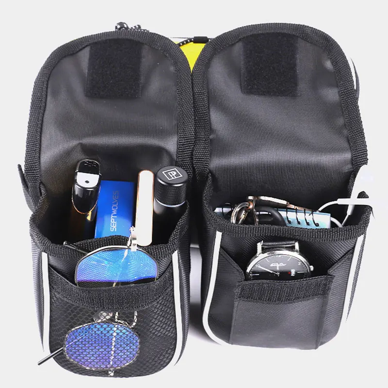 Riding Outdoor Bicycle 4In1 Waterproof Storage Mtb Bike Front Beam Saddle Bag Tube Pack Riding Equipment Pack