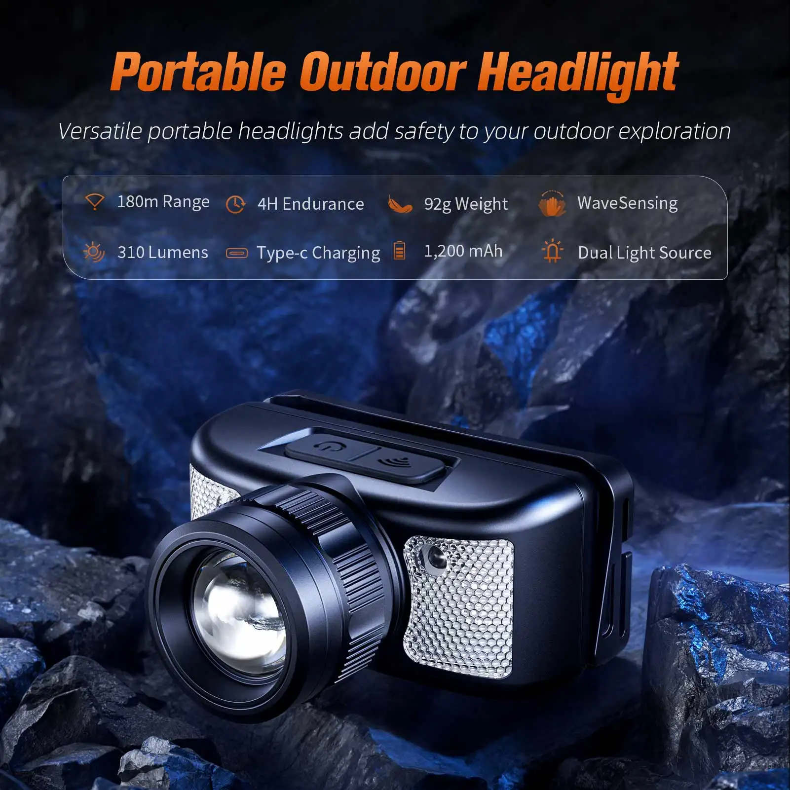 SUPERFIRE HL91 Powerful COB LED Headlamp Induction Zoom USB-C Rechargeable Head flashlight Work Lamp fishing camping Headlight