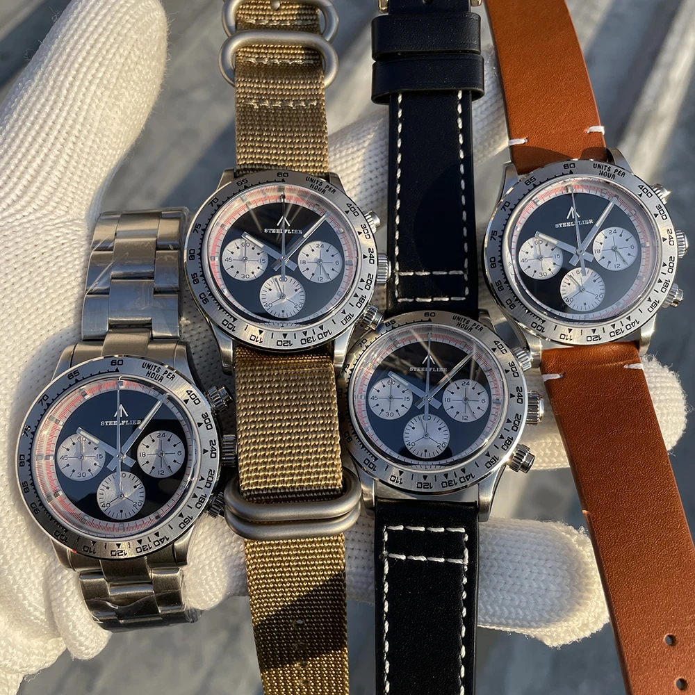 STEELFLIER 공식 SF733 럭셔리 쿼츠 손목시계, VK63 무브먼트, BGW9 발광 200M 방수 시계, 신상