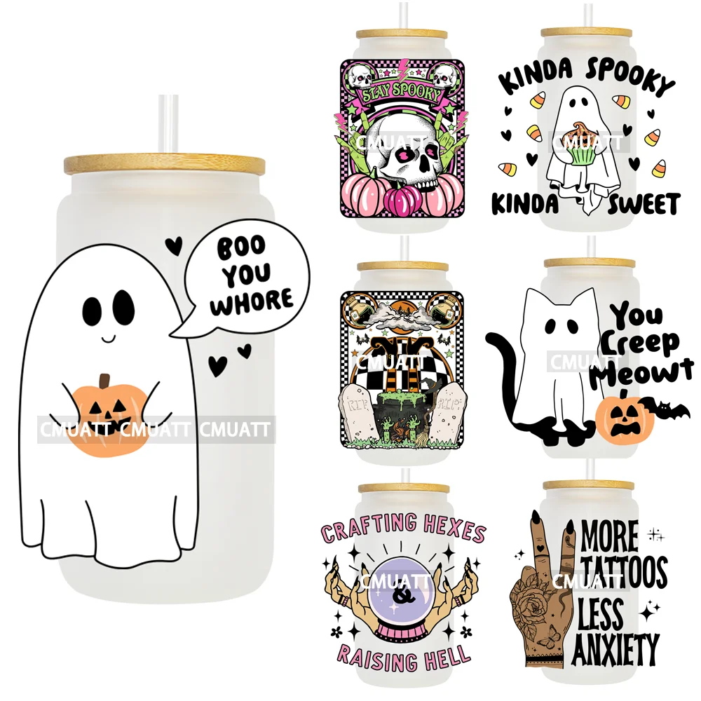 

Halloween Stay Spooky Pumpkin Tarot Cards UV DTF Transfers Stickers Decals For Libbey Cold Cups Mug Tumbler Waterproof DIY Craft