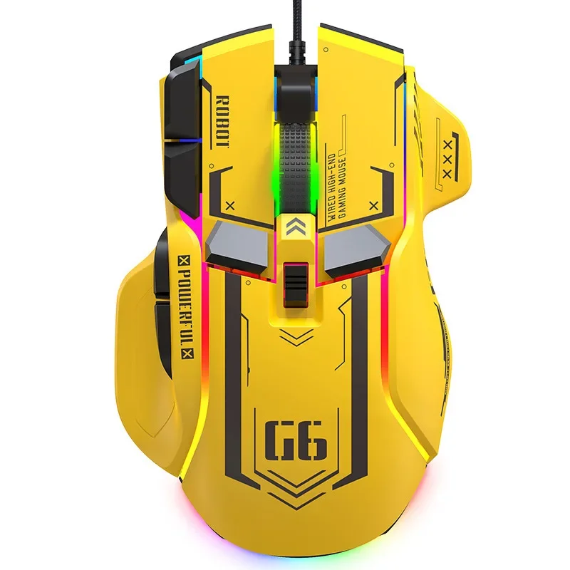 Mouse meccanico cablato G6 programmazione macro Mouse da gioco e-sport per computer portatile luminoso colorato RGB