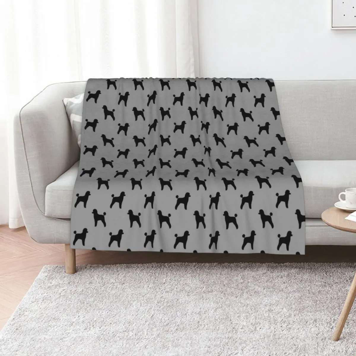 Black Toy Poodle Silhouette(s) Throw Blanket bed plaid Softest Bed linens Sofa Throw Extra Large Throw cosplay anime Blankets