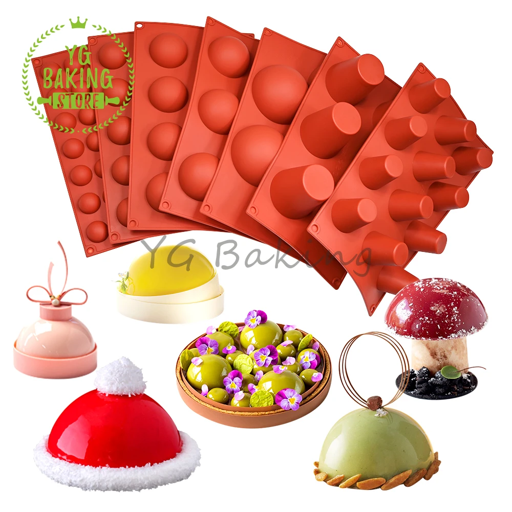 Dorica Multiple Size Half Sphere/Cone Design Silicone Mousse Mould 3D Chocolate Mold DIY Cake Decorating Tools Kitchen Bakeware