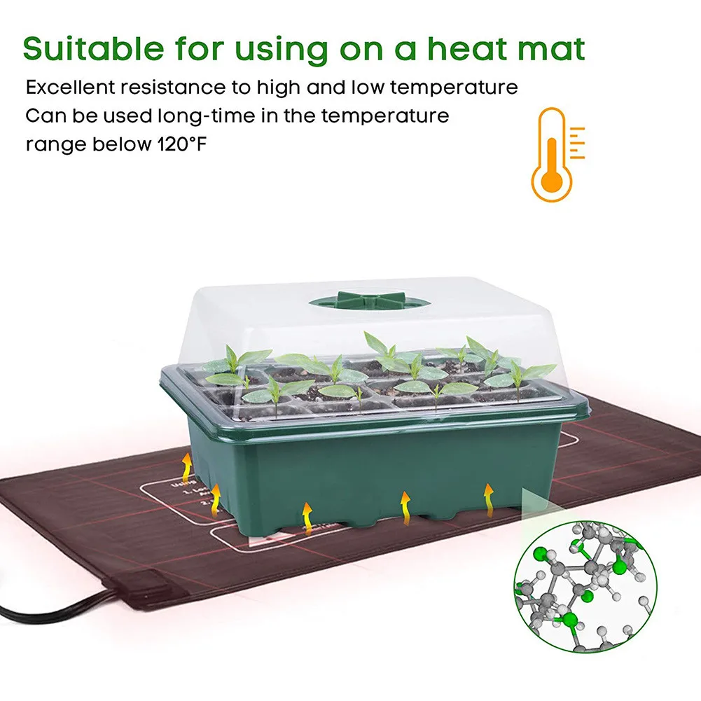 Bandejas de plántulas de 12 agujeros, caja de cultivo de flores, caja de germinación de arranque de plantas, suministros de macetas de guardería,