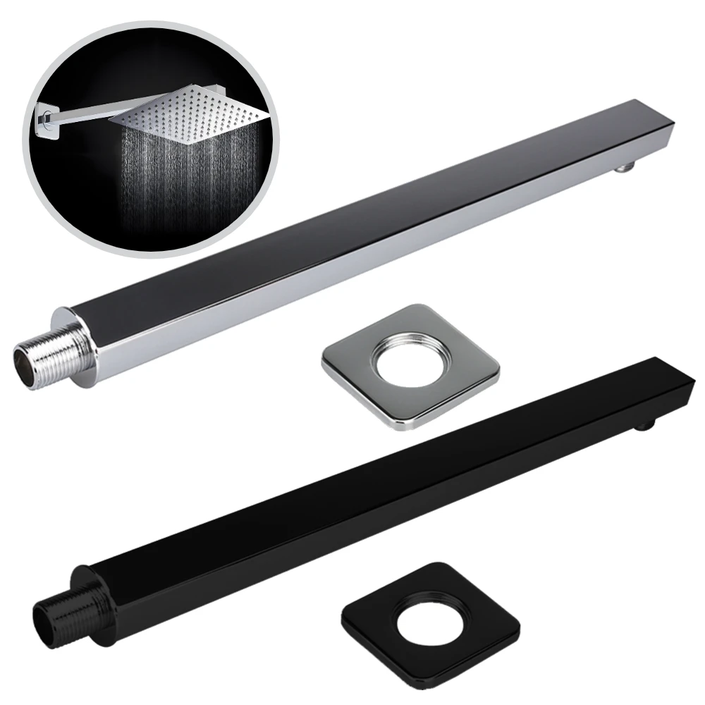 40CM Wall Mounted Shower Arms Stainless Steel Concealed Extension Extra Arm Polished Bathroom Bracket Bar For Rain Shower Head