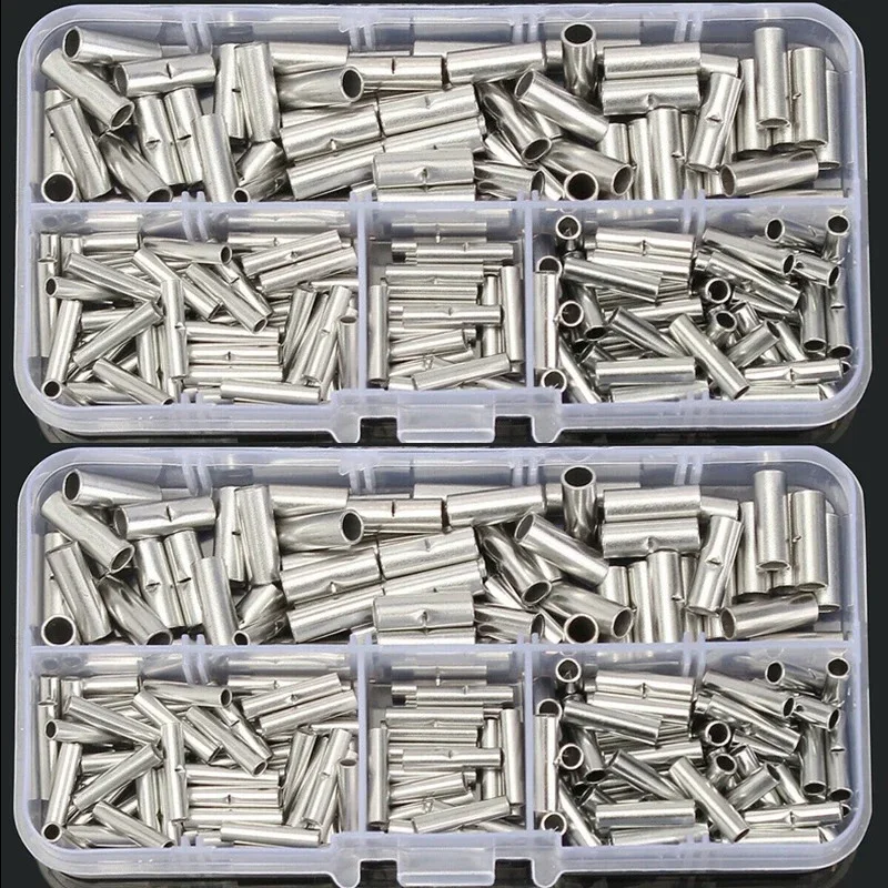 150pcs Non-Insulated Butt Wire Connector Ferrules Electrical Cable Terminal Bare Tinned Crimp Terminal 0.5-6mm2 22-10AWG