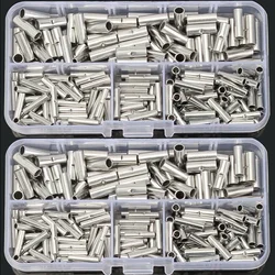 150pcs Non-Insulated Butt Wire Connector Ferrules Electrical Cable Terminal Bare Tinned Crimp Terminal 0.5-6mm2 22-10AWG