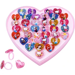 10/20pcs Mix Cartoon Elsa Anna Princess Ring Kids Children's Finger heart shape Rings Toys Girls Birthday Party Supplies Gifts