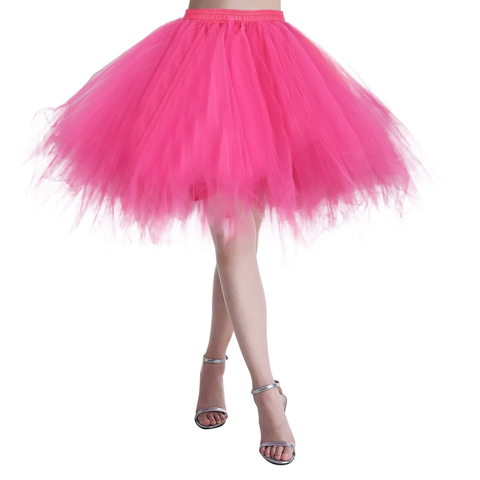 Princess Fairy Tulle Skirt Pleated Dance Tutu Skirts Womens Lolita Petticoat Jupe Tulle Ballet Party Puffy Skirts Adult Dance