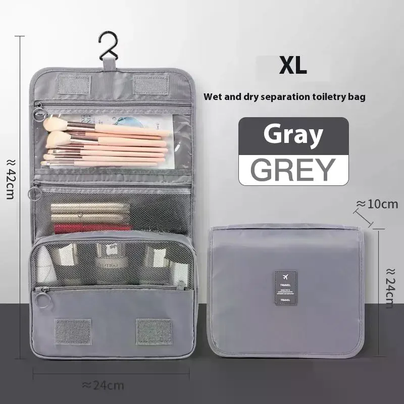 حقيبة غسيل أدوات الزينة المحمولة مع خطاف معلق مقاوم للماء للنساء الحمام حقيبة تخزين مستحضرات التجميل سعة كبيرة السفر الرجال حقيبة مستحضرات تجميل